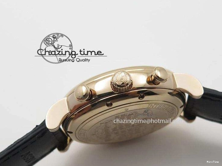 MIROTIME 0125 Portofino Chrono RG Black Dial on Black Leather Strap A HighPerformance 7389